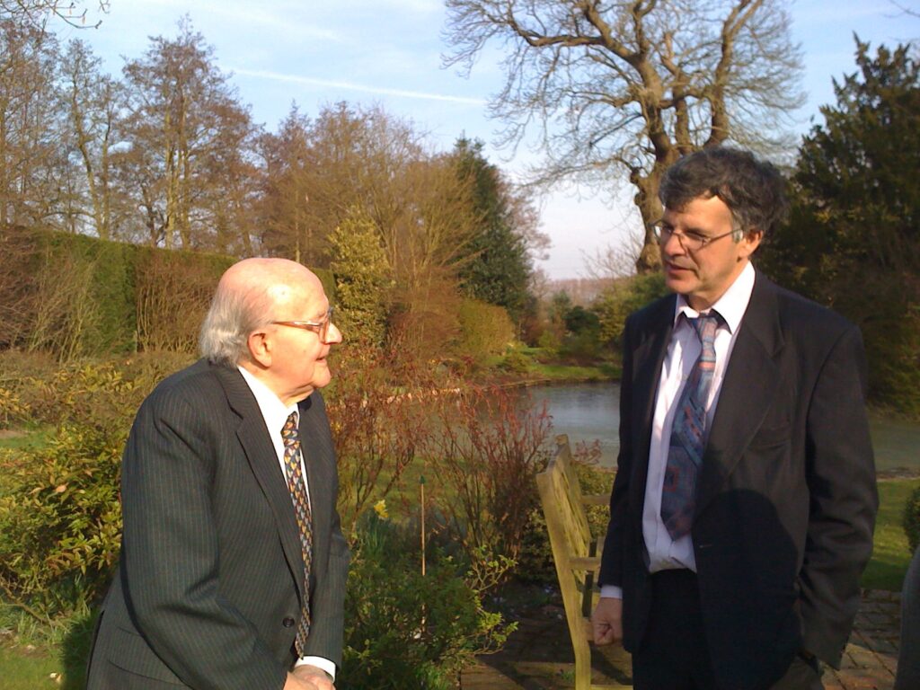 Ian in his garden with Professor Tony Kushner